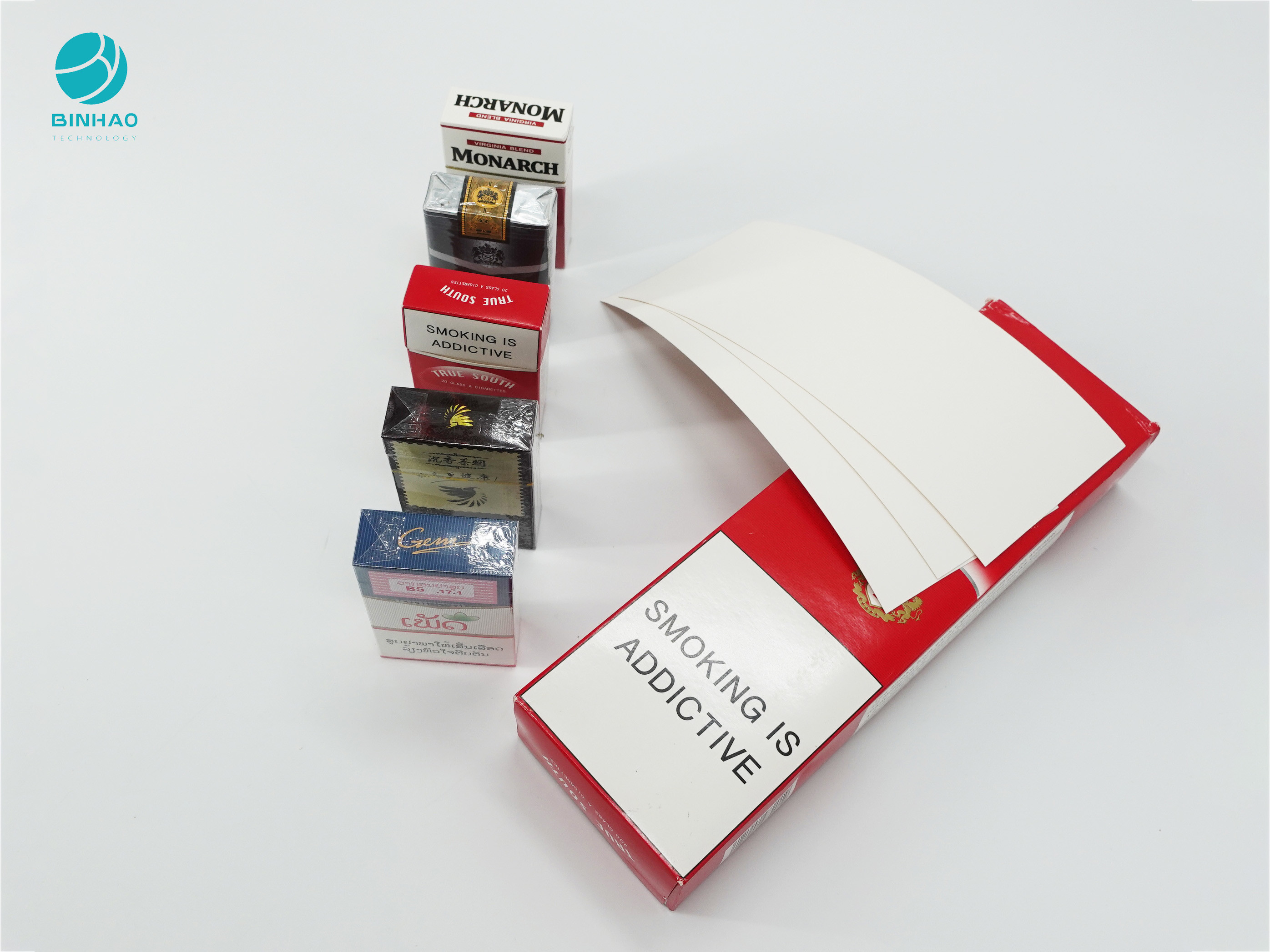 کارتن کاغذی بسته بندی سیگار کشیدن الگوی سفارشی برای جعبه بسته بندی مورد سیگار