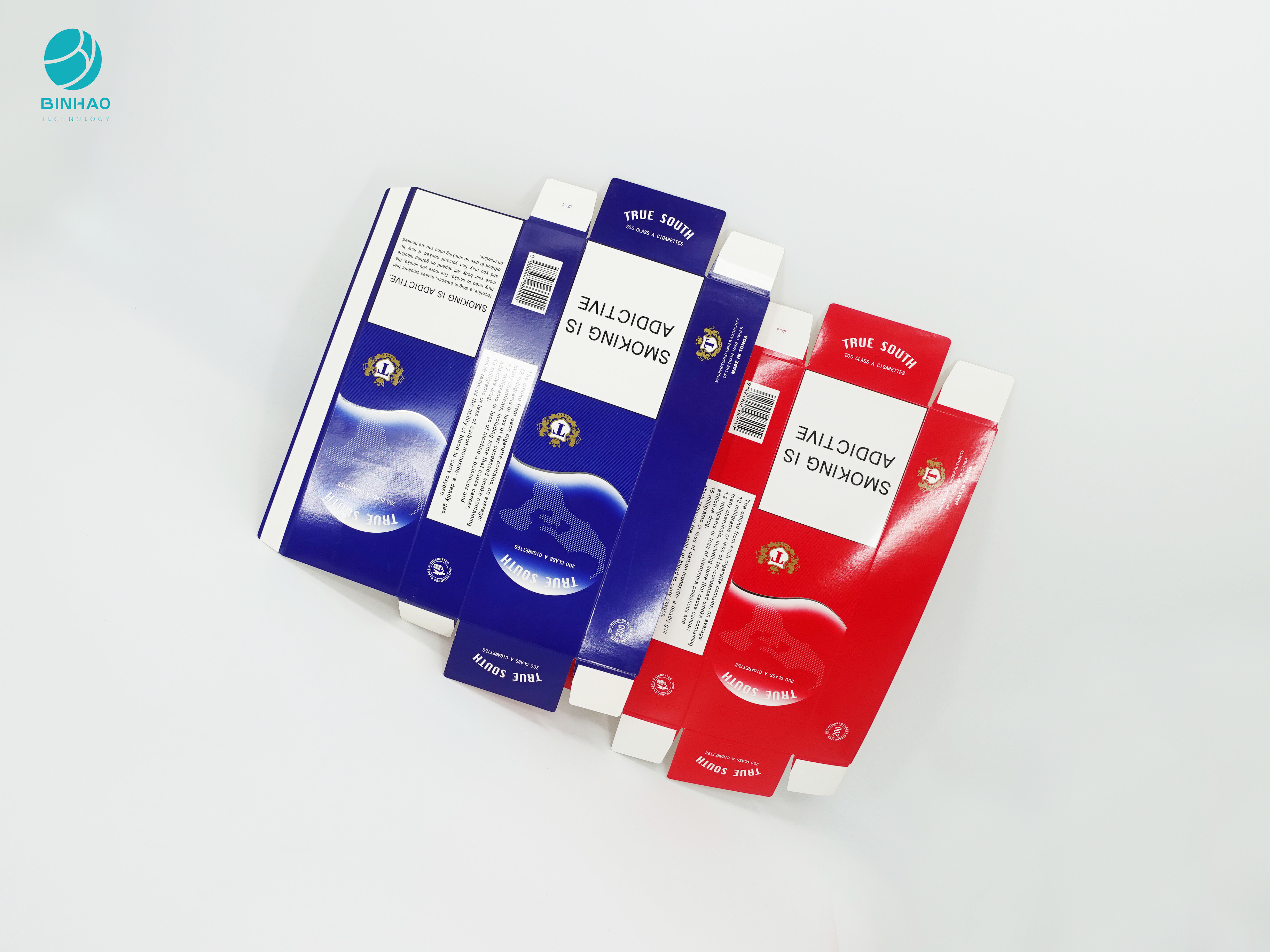 جعبه مقوایی یکبار مصرف با طراحی سری قرمز آبی برای بسته بندی سیگار